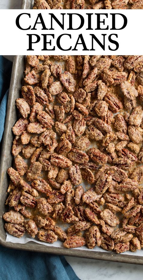 Cinnamon Sugar Pecans, Candied Pecans Recipe, Sugared Pecans, Spiced Pecans, Nut Recipes, Pecan Recipes, Christmas Candy Recipes, Crunchy Pecans, Candied Nuts