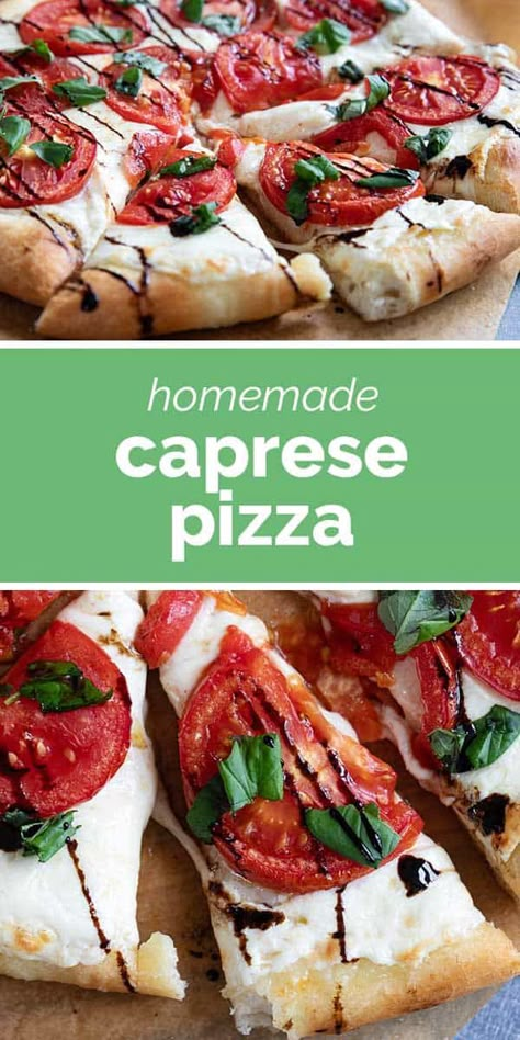 Pizza Fresh Mozzarella, Tomato Mozzarella Pizza, Tomato Basil Mozzarella Pizza, Margarita Pizza With Balsamic Glaze, Caprese Pizza With Balsamic Glaze, Tomato And Mozzarella Recipes, Calzone Recipes, Fresh Mozzarella Recipe, Gf Pizza