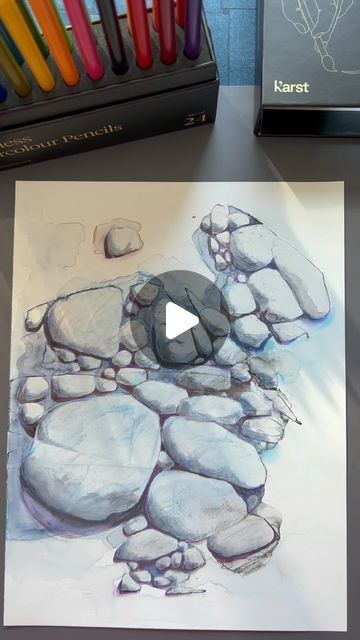 Stone Watercolor, What To Paint, Botanical Sketchbook, Watercolour Pencils, Watercolor Blog, Watercolor Beginner, Watercolor Video, Watercolor Tips, Flat Stone