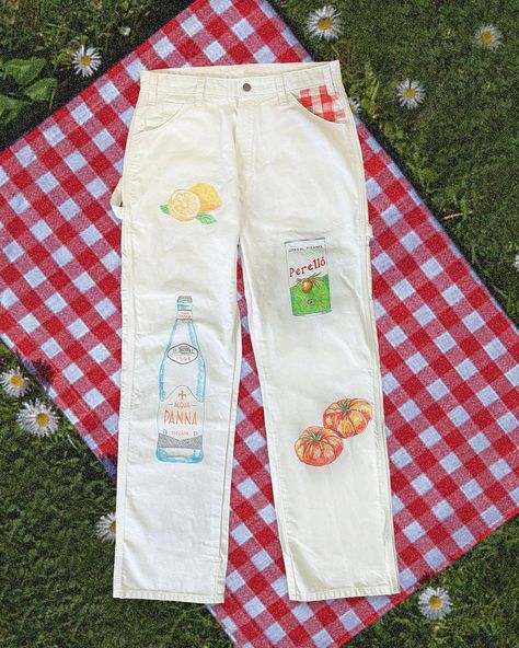 ADRIANNE on Instagram: “🍅 pants #13 🫒 hand drawn 🍋 32x32 Inspired by week 83 @stillherestilllife x @lockehotels #picnic #picnicpants #olives #tomatoes…” Drawn On Pants, Colorado Interior Design, Italian Summer, Tomatoes, Hand Drawn, Colorado, Lookbook, How To Draw Hands, Interior Design