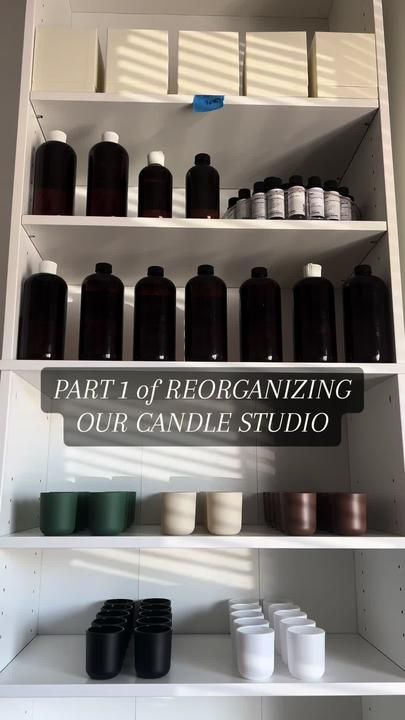 Organizing, cleaning, candle studio setup, luxury candles candle studio Candle Storage, Candle Studio, Candle Maker, Clean Slate, Love And Co, Clever Storage Solutions, Studio Setup, Organizing Ideas, Luxury Candles