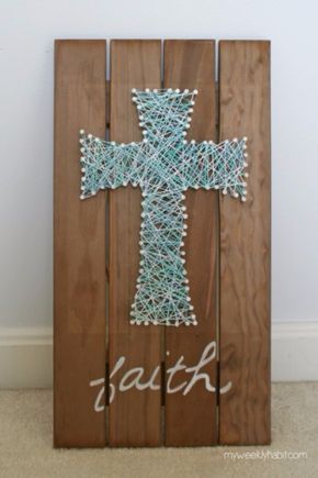 DIY String Art Projects - Nail And String Cross Art - Cool, Fun and Easy Letters, Patterns and Wall Art Tutorials for String Art - How to Make Names, Words, Hearts and State Art for Room Decor and DIY Gifts - fun Crafts and DIY Ideas for Teens and Adults http://diyprojectsforteens.com/diy-string-art-projects Wall Art Tutorial, Nail String, Nail String Art, Cross Crafts, Vbs Crafts, String Art Diy, Cross Art, Pallet Crafts, Diy Cross