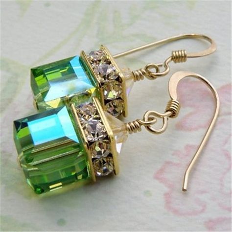 Peridot Crystal, Peridot Green, Green Peridot, Designer Jewellery, Trendy Earrings, Green Earrings, Bead Jewelry, Gold Plated Earrings, Bridesmaid Jewelry