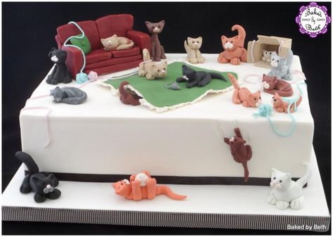 Crazy Cat Lady - Cake by BakedbyBeth Cat Lady Cake, Crazy Cat Lady Cake, Cats Cake, Cat Lady Birthday, Lady Cake, Birthday Cake For Cat, Cat Brain, Lemon Buttercream, Munchkin Cat