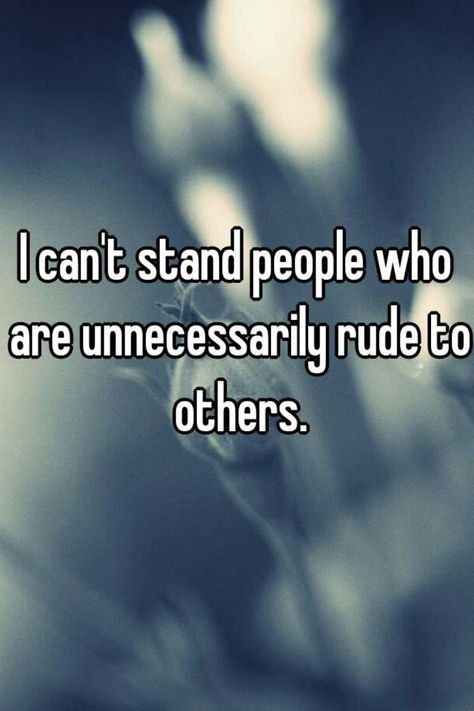 "I can't stand people who are unnecessarily rude to others." Can't Stand People Quotes, People Who Talk Bad About Others, People Who Cant Take A Joke Quotes, People Who Always Talk Bad About Others, Rudest People Quotes, Rude People Quotes Funny, Boastful People Quotes, Rude People Quotes Well Said, Quotes For Rude People