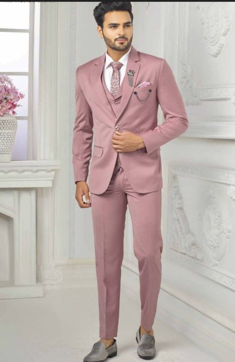 Suit For Men Engagement, Pink Blazer Outfit Men, Suits Men Groom, Dusty Rose Suit, 3 Piece Suits Men, Coat Pant For Men Suits Wedding, Pink Suit Men, 3 Piece Suit For Men, Engagement Suits