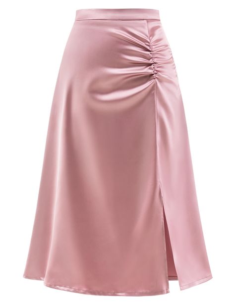 Satin Skirt Design, Work Skirts For Women, Skirts For Women Casual, Different Skirts Designs, Skirt Outfits 2024, Skirt Church Outfit, Skirt Design Ideas, Silk Skirt And Top, Silk Skirt Outfit