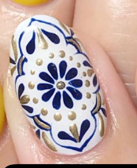 Black Mexican Nails, Folk Nails, Porcelain Nails, Talavera Nail Art, Mexican Nails, Pretty Manicures, Uñas Acrilicas, Nails Ideas, Long Nails