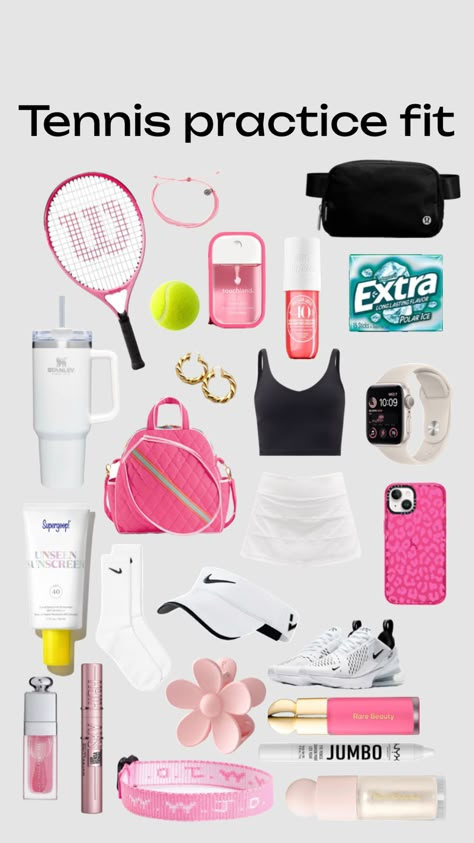 #outfitinspo #tennis #fitinspo Tennis Bag Essentials, Tennis Hair, Mode Tennis, Teen Workout Plan, Tennis Lifestyle, Tennis Camp, Tennis Techniques, Tennis Aesthetic, Gym Bag Essentials