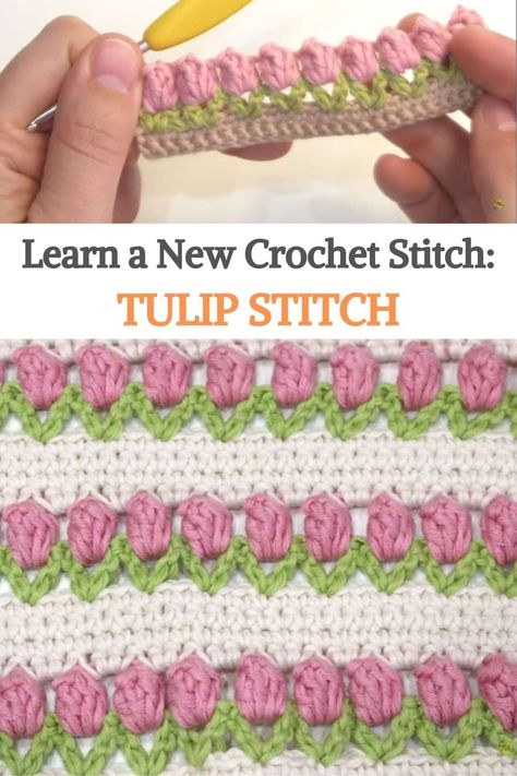 Learn a New Crochet Stitch: Tulip Stitch Crochet Flower Blanket Pattern, Things To Crochet For Boyfriend, Crochet Trim Pattern, Flower Baby Blanket Crochet, Crochet Flower Stitch, Flower Blanket Crochet, Flower Crochet Blanket, Shamrock Printable, Tulip Stitch