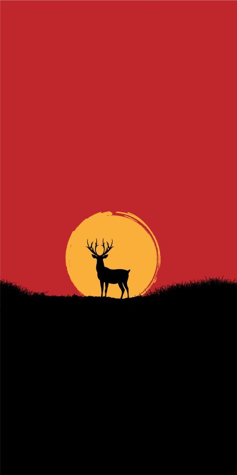 Red Dead Redemption Art, Sunset Illustration, Fantastic Wallpapers, Deer Wallpaper, Oneplus Wallpapers, Red Dead Redemption Ii, Crazy Wallpaper, Minimal Wallpaper, Art Gallery Wallpaper