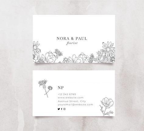 Logo Flor, Flower Business Card, Watercolor Floral Logo, Florist Business Card, Illustration Business Cards, Buisness Cards, Business Cards Layout, Blue Business Card, Floral Business Cards