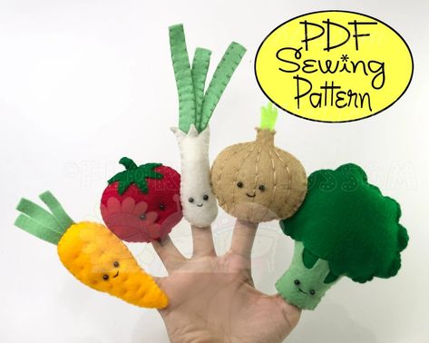 Digital Patterns: Love Your Veggies 01 Felt Finger Puppets - Etsy Romania Diy Embroidery Art, Finger Puppet Patterns, Diy Quiet Books, Felt Finger Puppets, Puppet Patterns, Finger Puppet, Digital Patterns, Handmade Christmas Decorations, Finger Puppets