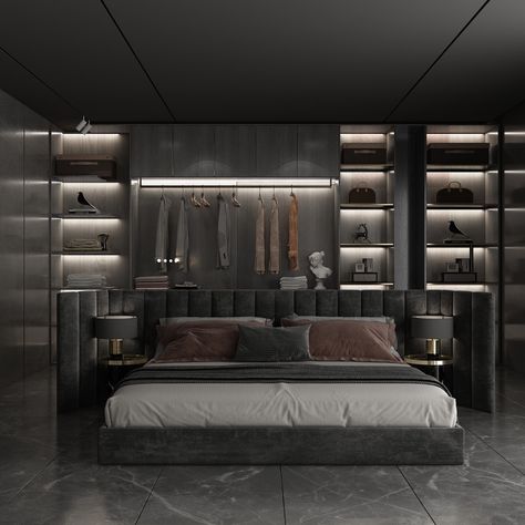 DARKNESS || Bedroom Design on Behance Simple Wooden Bed Design, Wooden Bed Design, Modern Luxury Bedroom, Bad Inspiration, Mansion Interior, Bad Design, Dream House Decor, Apartment Interior, Luxurious Bedrooms