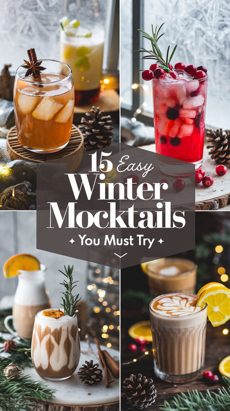 Mocktails Non Alcoholic For Winter, Mocktails Non Alcoholic Vegan, Bubbly Mocktails Non Alcoholic, Nonalcoholic Drinks Recipe, Mocktails Non Alcoholic Creamy, Mocktails Non Alcoholic Mason Jar, Winter Drink Recipes Non Alcoholic, Homemade Non Alcoholic Drinks, Mocktail Recipe For A Crowd