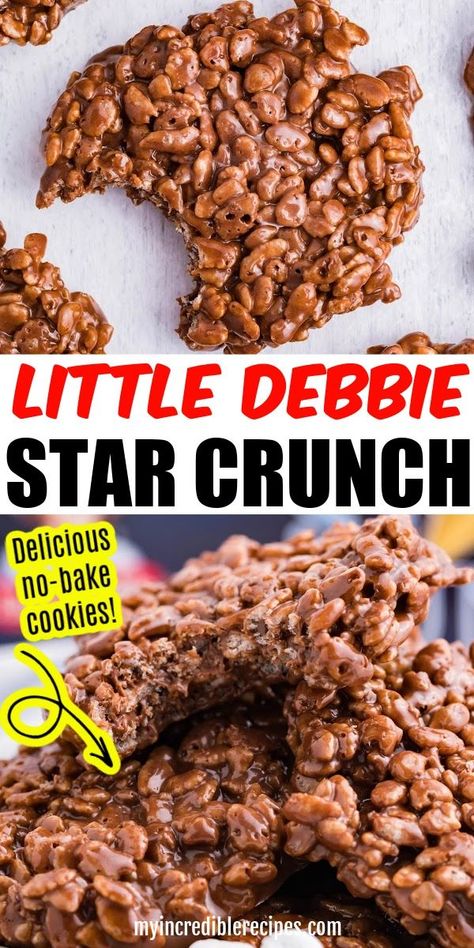 How to Make Little Debbie Star Crunch Homemade Little Debbie Snacks, Star Crunch Cookies, Copycat Cookies, Star Crunch, Chocolate Rice Krispies, Crunch Cookies, Craving Chocolate, Debbie Snacks, Dessert To Make