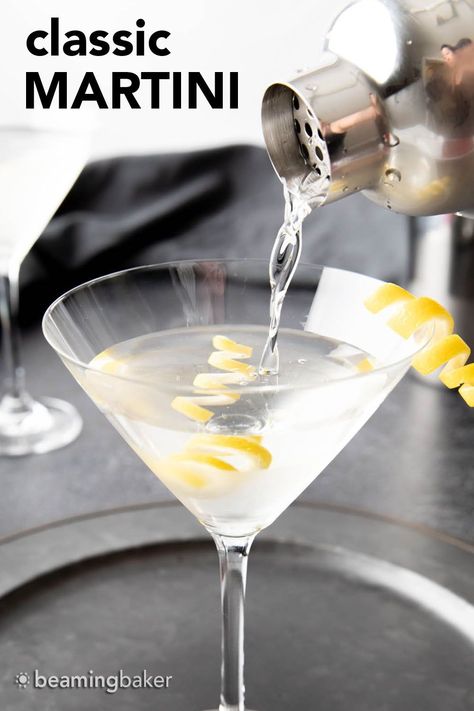 Enjoy the classic flavors of the classic martini, made with this easy recipe with vodka or gin. It's so simple and easy to make! | Recipe at BeamingBaker.com Dry Martini Recipe, Best Martini Recipes, Cocktails Made With Vodka, Gin Recipe, Japanese Cocktails, Cocktail Tools, Perfect Martini, A Couple Cooks, Gin Tasting