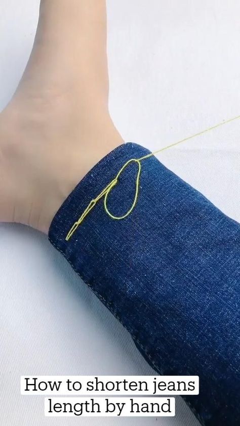 How to shorten jeans length by hand in 2022 | Diy clothes life hacks, Diy sewing clothes, Sewing basics Shorten Jeans, Sew Piping, Alter Clothes, Clothing Tricks, Metdaan Diy, Hemming Jeans, Sewing Hems, Folding Hacks, Sewing By Hand