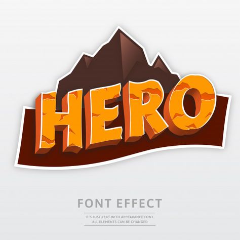 3d hero logo mountain font effect Premium Vector Hero Logo Design, Logo Design Fonts, Illustrator Text, Advertising Background, Hero Logo, Font Effect, Banner Black, 3d Text Effect, Iron Ore