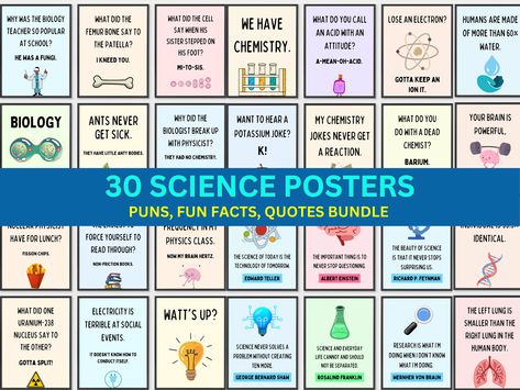 Science Classroom Posters, Posters Science, Physics Poster, Chemistry Posters, Biology Poster, Science Posters, Science Classroom Decorations, Posters Classroom, Classroom Decor Bundle