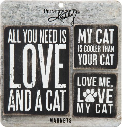 Cat Magnet Set in Black and White Magnet Drawing, Dog Magnets, Magnet Quotes, Memo Holder, Wooden Magnets, Primitives By Kathy, Magnet Set, Dog Themed, Box Signs