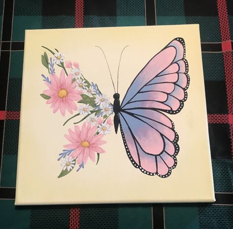 Canvas Painting Ideas Butterflies, Painting Ideas On Canvas Aesthetic Butterfly, Easy Cute Paintings On Canvas Simple Butterfly, Aesthetic Butterfly Canvas Painting, Two Canvas Butterfly Painting, Water Paint Art, Art Sketches Doodles, Butterfly Art Painting, Art Painting Tools