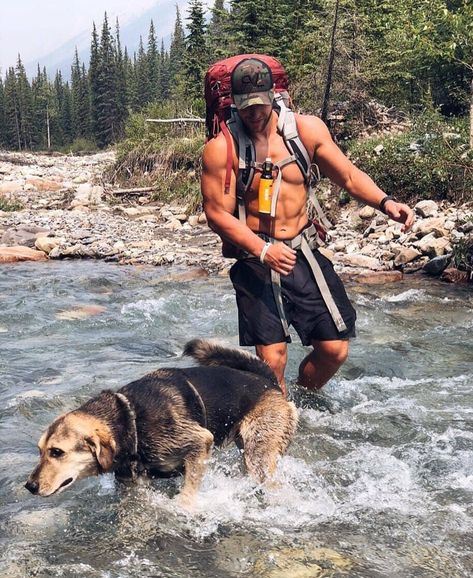 Hiking Men, Camping Aesthetic, Hiking Aesthetic, California National Parks, Adventure Gear, Man And Dog, Country Men, Camping Outfits, Beautiful Figure