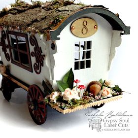 Gypsy Soul Laser Cuts: Woodsy Gypsy Wagon with Walk Through Miniature Wagon, Clay Fairy House, Fairy House Diy, Clay Fairies, Valentine Tags, Fairy Garden Diy, Miniature Houses, Miniature Crafts, Supply List