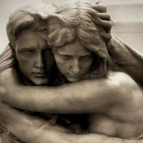 Romantic Sculpture Statues, Greek Statue Couple, Love Statues Sculpture, Human Connection Art, Romantic Sculpture, Lovers Statue, Lovers Sculpture, Connection Art, Love Sculpture