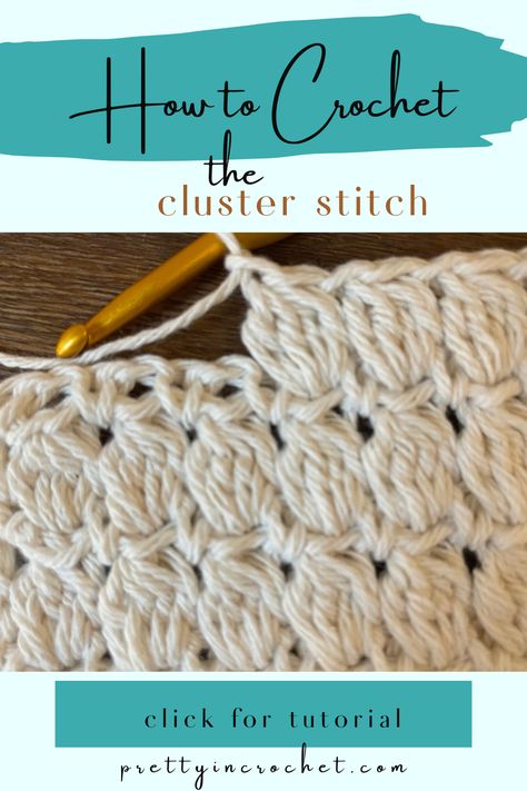 Crochet stitch pattern tutorial, written instructions for the cluster stitch Cluster Stitch Crochet, Crochet Stitch Pattern, Crochet Cluster Stitch, Cluster Stitch, Spring Toddler, Ripple Stitch, Stitch Crochet, Crochet Stitches Tutorial, Looking For Something