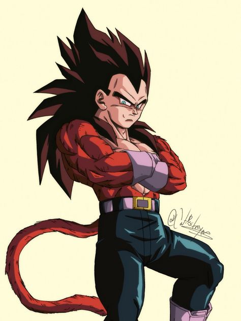 Vegeta Artwork, Vegeta Super Saiyan 4, Vegeta Super Saiyan, Super Saiyan 4, Twilight Wolf, Ball Painting, Goku Y Vegeta, Vegeta And Bulma, Dragon Ball Tattoo