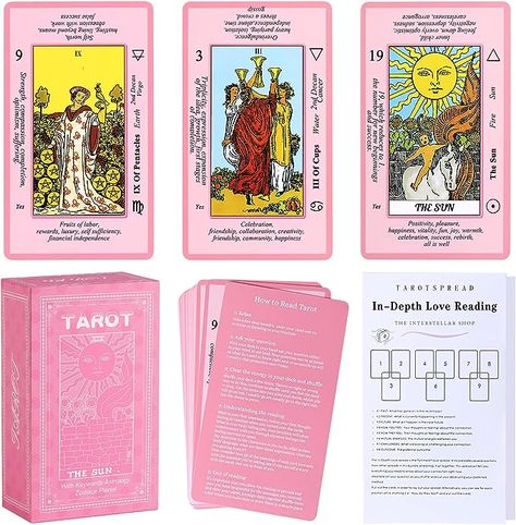 Tarot Card with Guidebook-(Free Velvet Tarot Bag Pouch) Pink Tarot Cards, Astrology 2023, Ancient Zodiac, Tarot Study, Pink Tarot, Pagan Life, Handwritten Cards, Tarot Guidebook, Tarot Aesthetic