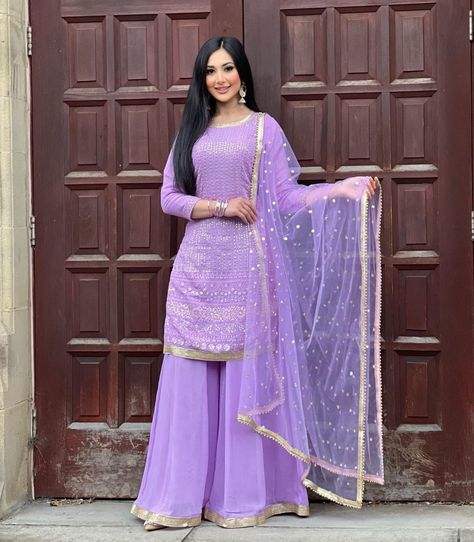 Order now +919327927479 ​Book your order in Whatsapp Purple Sharara Suit, Purple Sharara, Punjabi Sharara, Top Fabrics, Suit Indian, Chic Prom Dresses, Kurta Lehenga, Sharara Designs, Womens Bridesmaid Dresses