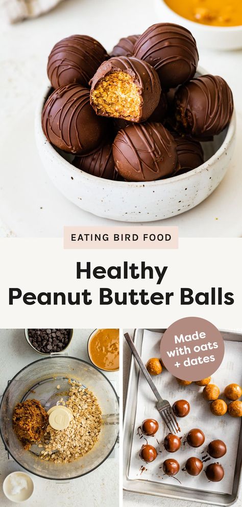 Make the best healthy peanut butter balls with only 5 simple ingredients! No powdered sugar or butter needed. They're so easy to make and absolutely addictive! Frozen Peanut Butter Balls, Natural Peanut Butter Balls, Healthy Buckeye Balls, Peanut Butter Date Balls, Recipes With Peanut Butter Powder, Peanut Butter Balls Healthy, Protein Peanut Butter Balls, Date Peanut Butter, Christmas Gluten Free