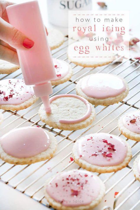 By using pasteurized eggs, you can safely make egg white royal icing for your cookies without using hard-to-find meringue powder. -- FamilySpice.com #royalicing #eggwhiteroyalicing #sugarcookies via @familyspice Egg White Royal Icing, Royal Icing With Egg Whites, Royal Icing Egg Whites, Recipes Without Eggs, Royal Icing Cake, White Royal Icing, Royal Icing Recipe With Egg Whites, Best Royal Icing Recipe, Royal Icing Cookies Recipe