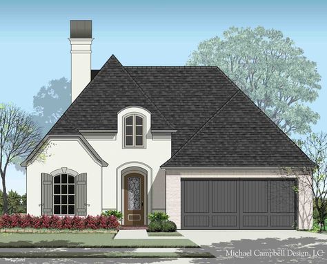 Michael Campbell Design Patio Homes, Acadian House Plans, Retirement House, Split Bedroom, Southern House, French Country House Plans, Bedroom Layout, Houses Plans, European Home