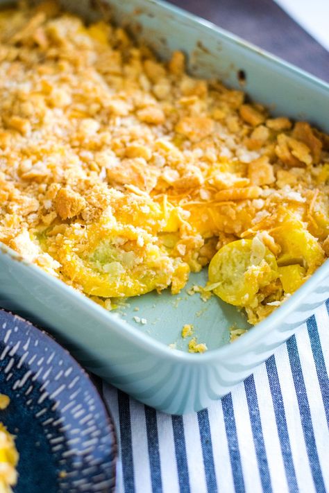 Cheesy Yellow Squash Casserole | Soulfully Made Cheesy Squash Casserole, Easy Squash Recipes, Cheesy Squash, Trisha Yearwood Recipes, Summer Squash Casserole, Asparagus Casserole, Yellow Squash Casserole, Summer Squash Recipes, Yellow Squash Recipes