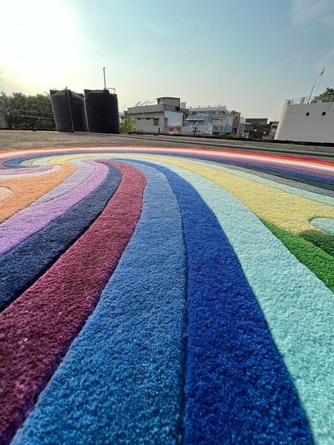 Rainbow Carpets by Ken Kelleher Rainbow Carpet, Rainbow Rugs, Rainbow Sky, Liquid Paint, Rainbow Cloud, Carved Designs, Dutch Artists, Patterned Carpet, The Wave