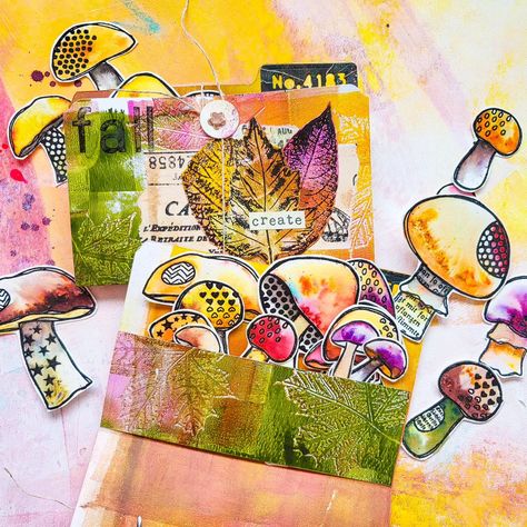 I'm sharing some handmade collage fodder folders today over on our shop blog. I made them from gel prints with an autumnal style for some of my Textured Mushrooms stamps. I decorated them with some leaves that were stamped also to a gel print with images from our Autumn stamp set. It's 10% off only in September. A link to the post is in my stories. Stamps are available at rubberdance.com #collagefodder #rubberdancestamps #stempeln #cardmaking #papercrafting Collage Fodder, Diy Collage, Gelli Prints, Collage Diy, Paper Collage Art, Handmade Collage, Junk Art, Collage Making, How To Store