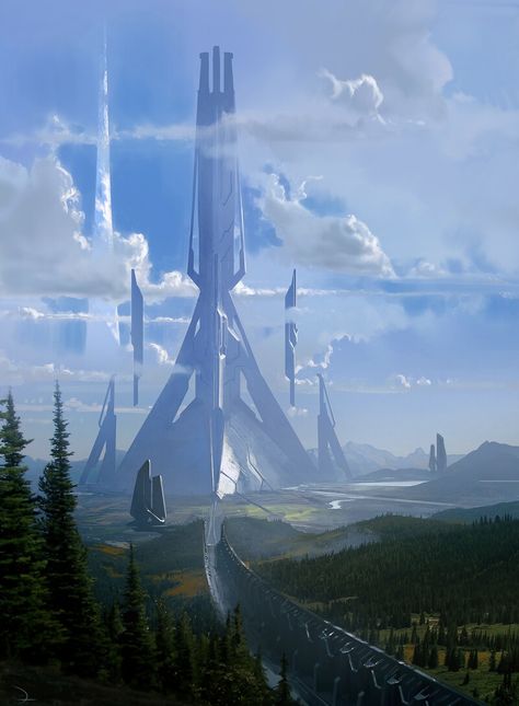 Halo Forerunner, Halo Poster, Space Opera Art, Scifi Building, Halo Backgrounds, Star Wars Fanfiction, Scifi City, Sci Fi Architecture, Halo Series