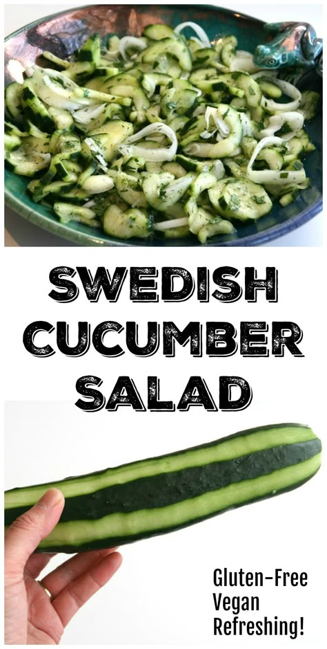 Swedish Cucumber Salad is clean, fresh, sweet and sour, sharpened with dill and parsley, a perfect foil for lots of main dishes, and a wonderful way to use summer’s bounty of cukes. #shockinglydelicious #cucumber #salad #easyrecipe #summer Cucumber Salad With Dill, Salad Recipes Keto, Marinated Salad, Salad With Dill, Cucumber Dill Salad, Yummy Vegetables, Turkey Salad, Super Salads, Food Salad