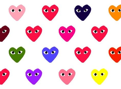 Download Colorful CDG Hearts Wallpaper | Wallpapers.com Cdg Heart Wallpaper, Cdg Heart, Comme Des Garcons Heart, Heart Wallpaper, Laptop, Nail Art, Not Found, Nail Arts