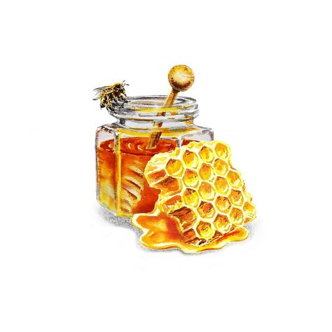 "Honey" Art Prints by Irina Sztukowski | Redbubble Honey Art, I Love Bees, Jar Art, Bee Tattoo, Bee Art, Honey Jar, Bees Knees, Food Printables, Bee Keeping