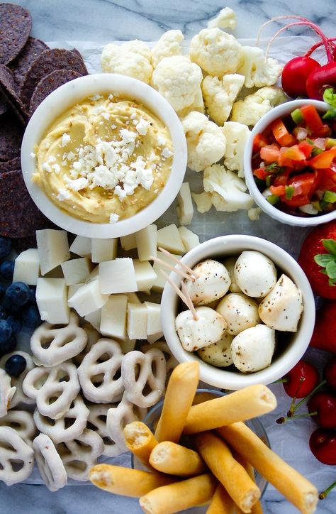 Red, White and Blue Food Cheese Board | My Everyday Table All White Snack Board, White Food Platter, White Food Board Ideas, White Food For Color Party, White Snacks For Color Party, White Food Board, White Snacks For Party, White Foods For Color Party, White Charcuterie Board