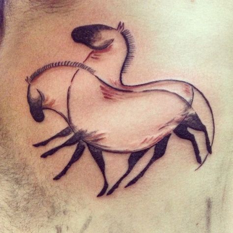 Probably one of my favourites so far :) #tattoos #tattooworkers #apprentice #horses #horse #purplepanthertattoos @purplepanthertattoo (at Purple Panther Tattoo) Cave Drawing Tattoo, Cave Painting Tattoo, Caveman Tattoo, Cave Tattoo, Primitive Animals, Tattoo Map, Purple Panther, Paleolithic Art, La Tattoo