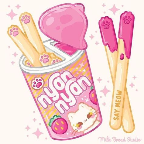 Cute Stuff Drawing, Snacks Drawing, Bread Drawing, Flavored Frosting, Photo Kawaii, Nyan Nyan, Relaxing Night, 귀여운 음식 그림, M And M