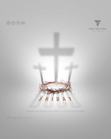 Social Media Good Friday Post | Shiv Graphic Designer 
#goodfriday #goodfridaypost #goodfridayads #goodfridaysocialmediapost #socialmediadesigner #socialmediapost #socialmediacreativeads #creativepost #concaptualpost #conceptualads #photoshop #photoshopdesins #graphicdesigner #shivgraphicdesigner #shivgraphicofficial #shivcreative Good Friday Social Media Posts, Good Friday Creative Ads, Diwali Creative, Holiday Posters, Friday Post, Church Media Design, Social Media Advertising Design, Holiday Poster, Photo Shop