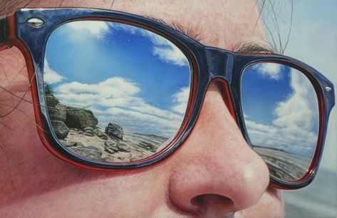 Weather Art, Reflection And Refraction, Weather Theme, Reflection Painting, Reflective Sunglasses, Reflection Art, Hyper Realistic Paintings, Reflection Photography, Realistic Paintings