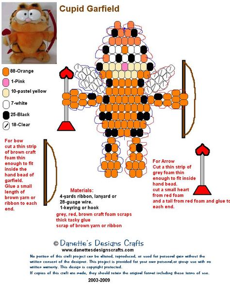 Garfield Bead Pattern, Garfield Kandi, Pony Bead Animals, Keychain Patterns, Bead Animals, Pony Bead Projects, Teacher Projects, Pony Bead Bracelets, Pony Bead Crafts