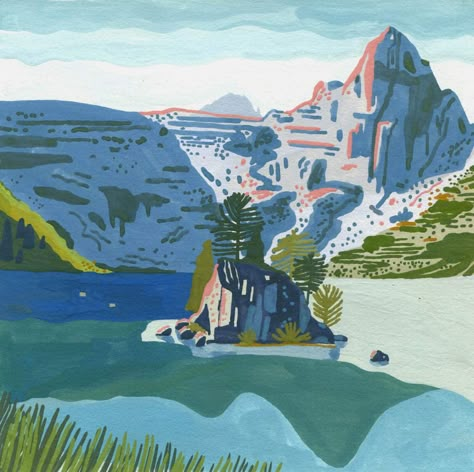 Contemporary Landscape Paintings Celebrate the Healing Ability of Nature Ariel Lee, Beautiful Landscape Paintings, Contemporary Landscape Painting, Arte Inspo, Art Et Illustration, Mountain Paintings, Landscape Illustration, Contemporary Landscape, Landscape Art